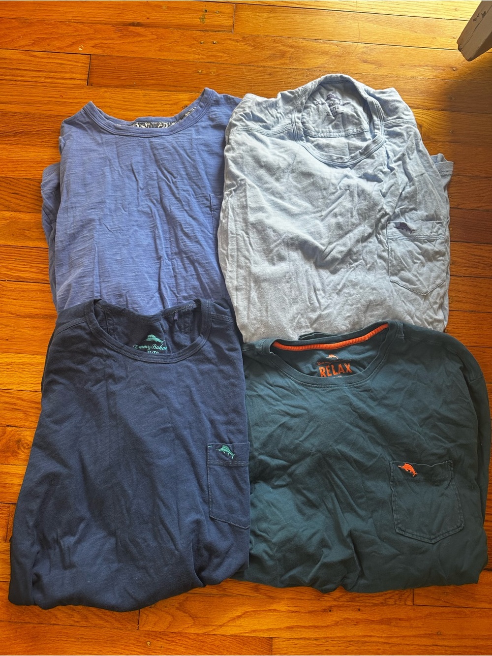 Lot of 4 Tommy Bahama Mens XL Long Sleeve Pocket T-Shirts Coastal Cabana Preppy